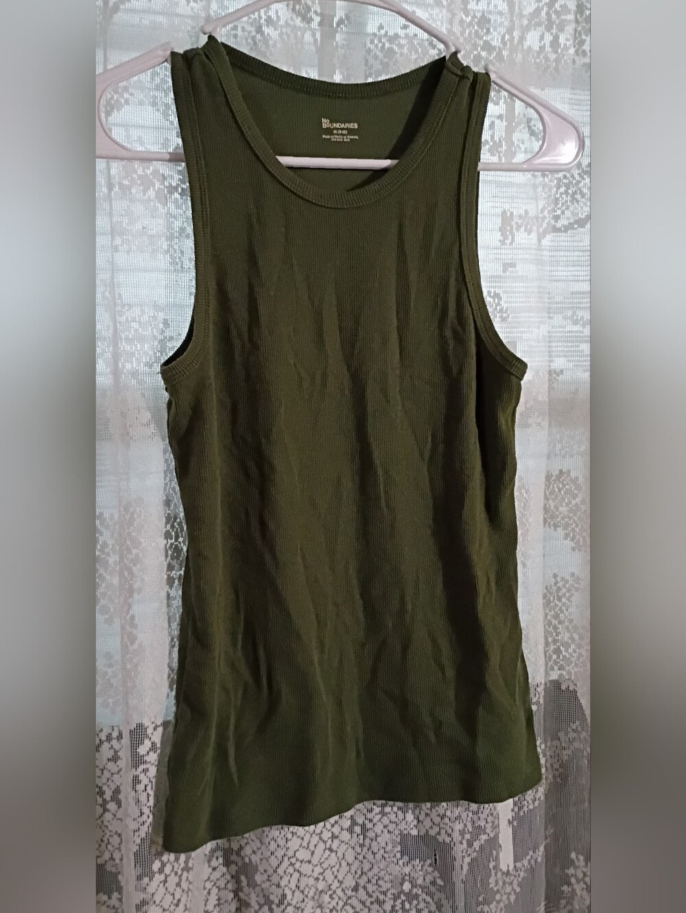 No Boundaries Olive Ribbed Crewneck Tank